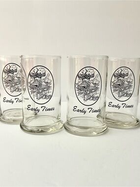 Early Times Weighted Highball Whiskey Glasses with Black Image  - Set of 4